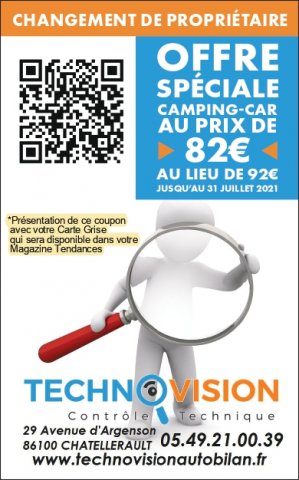 Offre Spéciale CAMPINGS CARS chez votre centre de Contrôle Technique à Châtellerault  